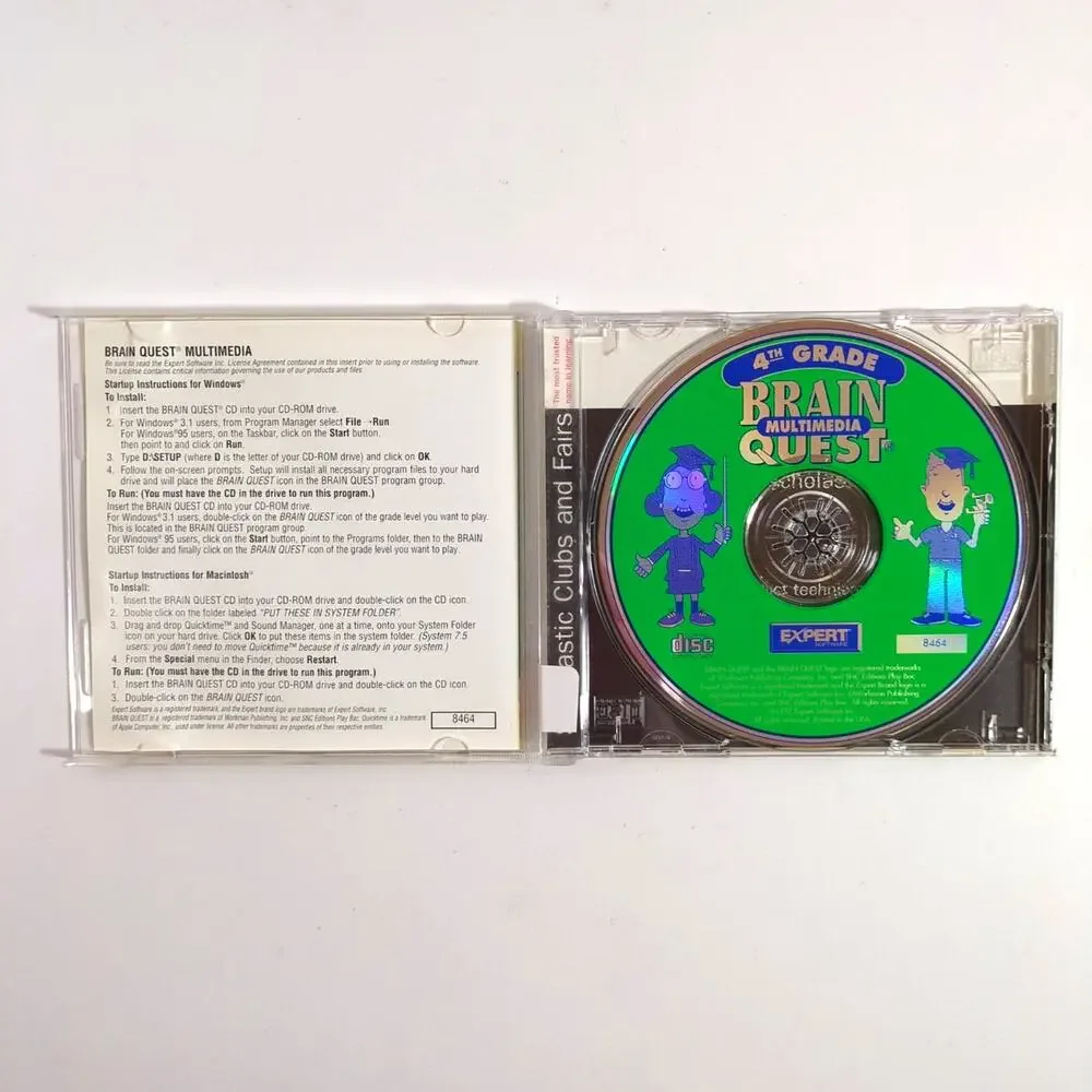 Brain Quest Multimedia 4th Grade PC Mac CD-ROM Video Game Educational Trivia